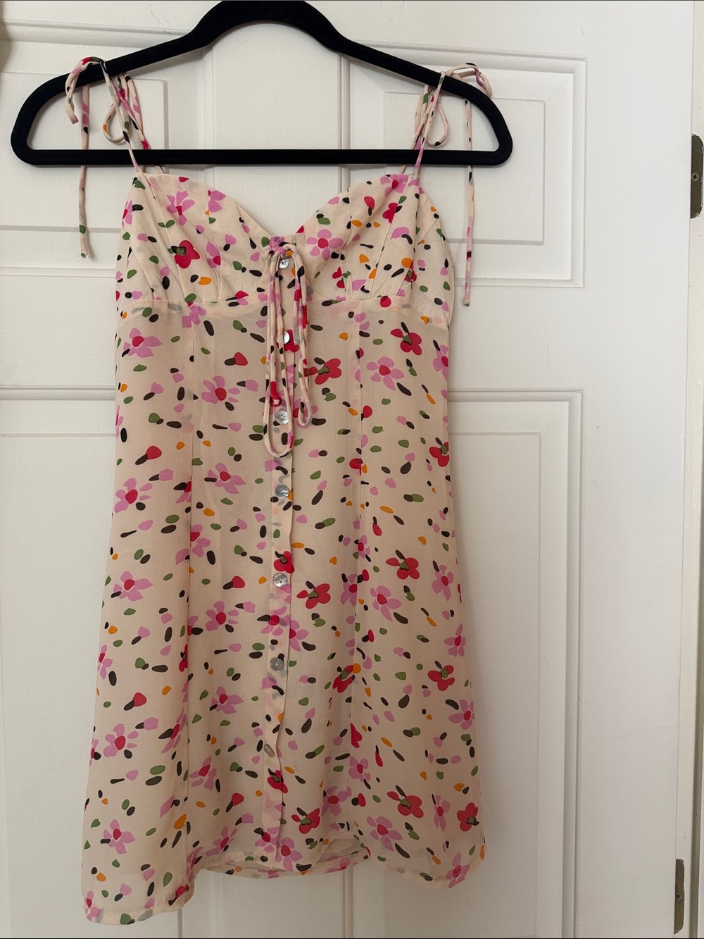 Princess Polly Cream Mini Dress with Pink & Green